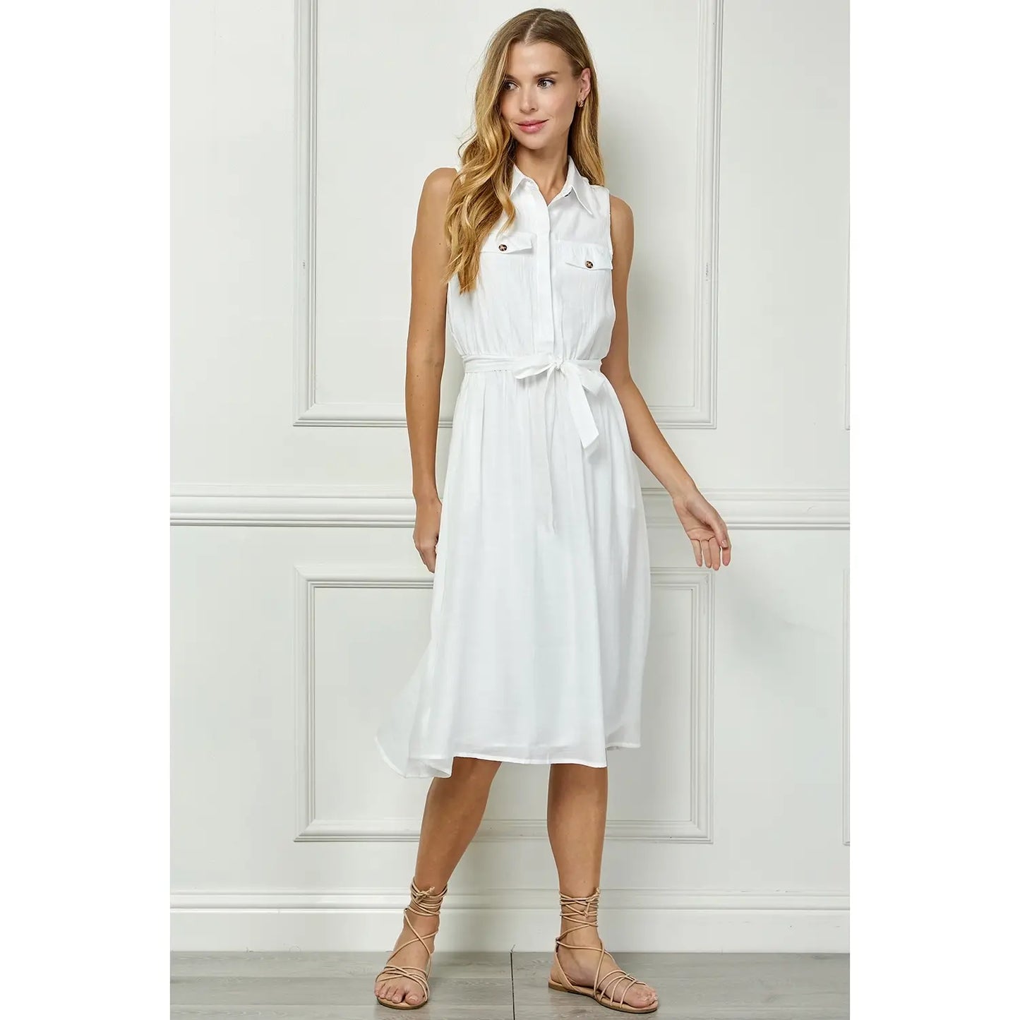 TAILORED GAUZE SHIRT DRESS  : DKBLU / XL