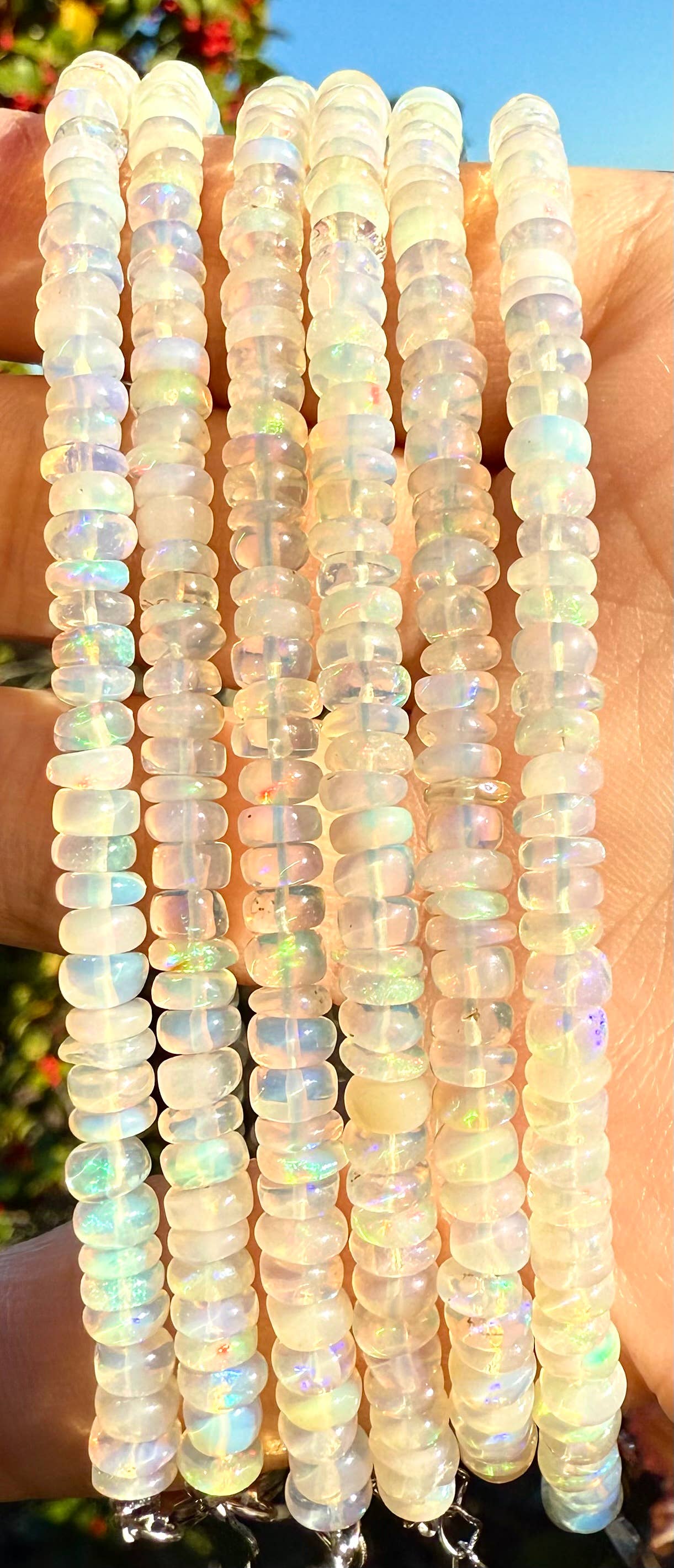Natural Ethiopian Opal w 925 Sterling Silver Bracelet