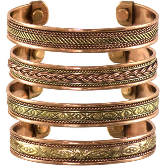 Tibetan Copper Bracelet Magnetic India Pattern (Set of 4)
