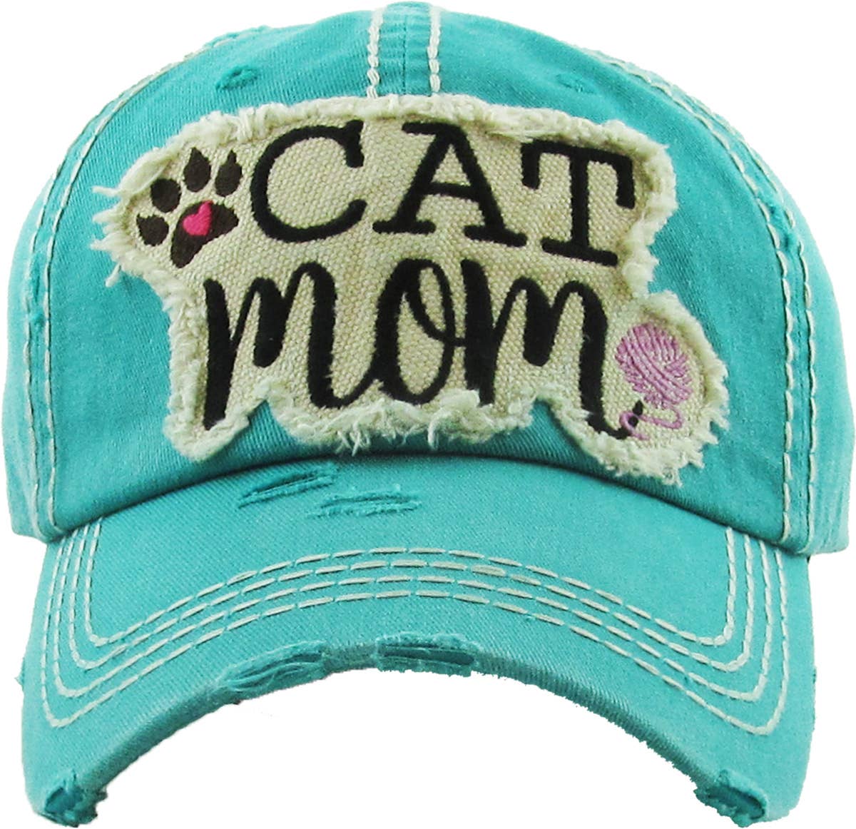 CAT MOM Washed Vintage Ball Cap: TUQ